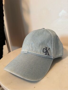 Calvin Klein Light Denim Cap with Navy CK Embroidery